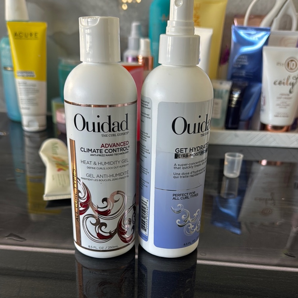 Ouidad Climate Control Gel and Hydrated Spray Set - White and Blue